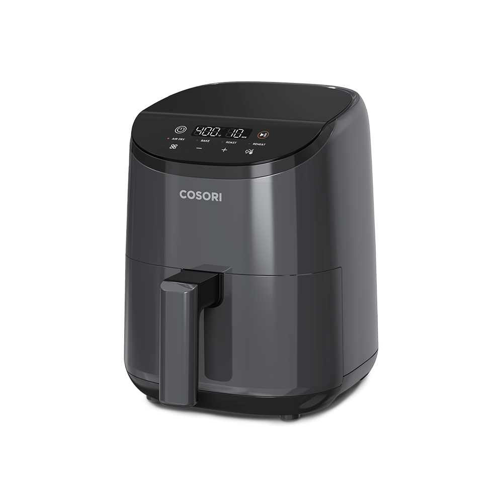 COSORI Lite 2.1-Quart Mini Air Fryer CAF-LI211 in gray, viewed from the front