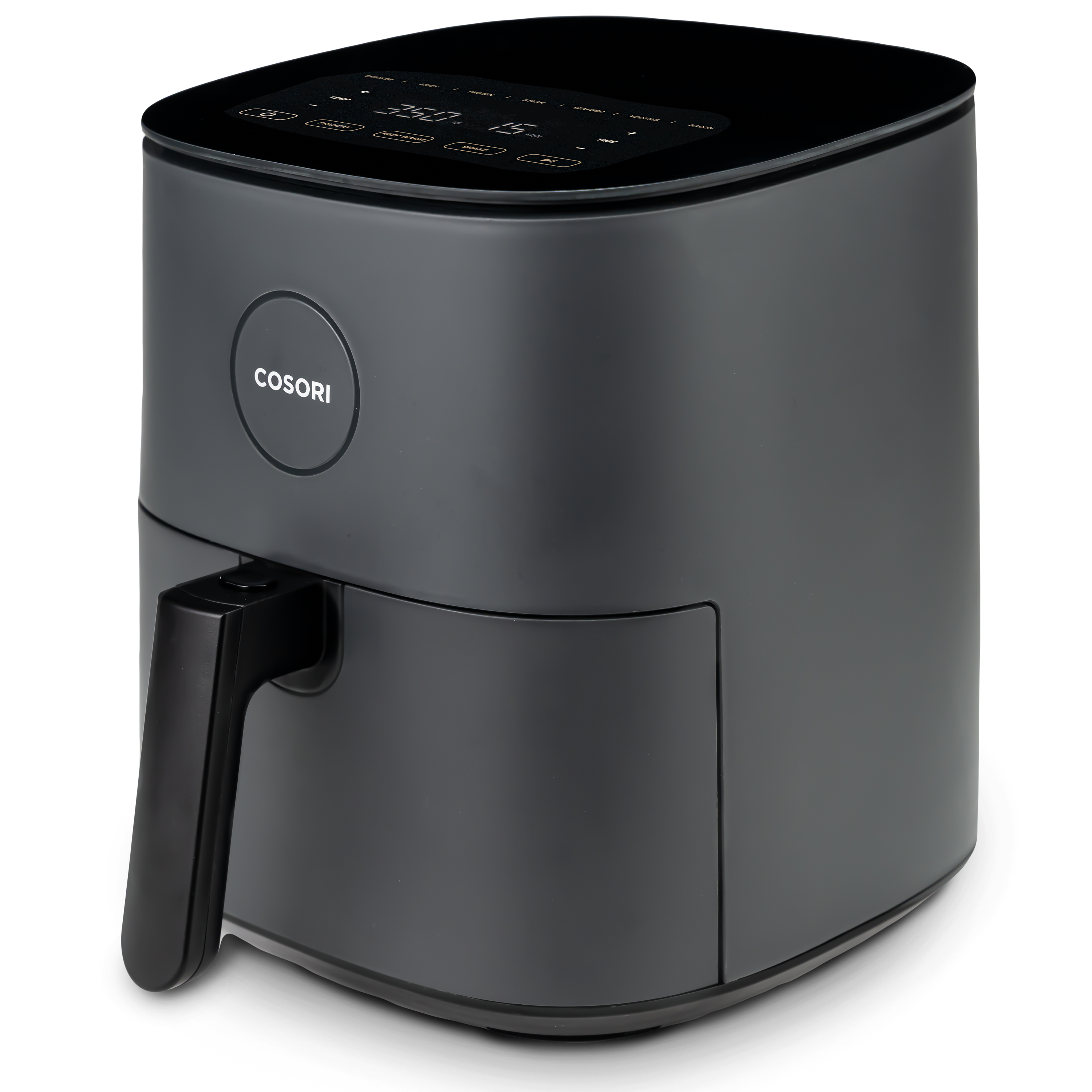 COSORI Pro LE CAF-L501-KUS air fryer in the Black finish, shown from the front-side angle with its touch panel and single basket