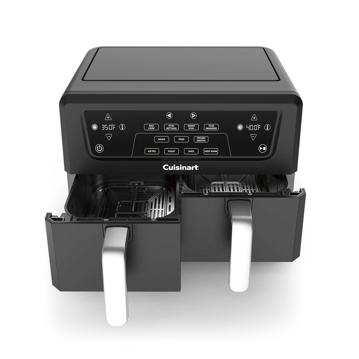 Black Cuisinart ADZ-110 with two separate opaque-front pull-out baskets