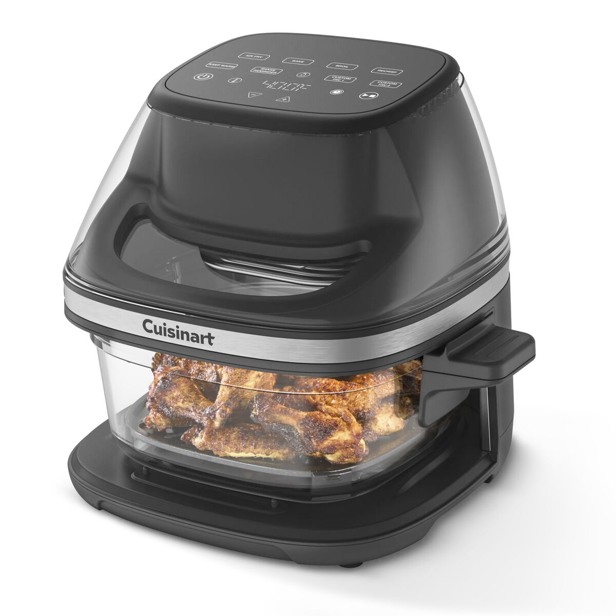 Black Cuisinart ClearView AFC-4 with transparent glass cooking basket beneath its top window