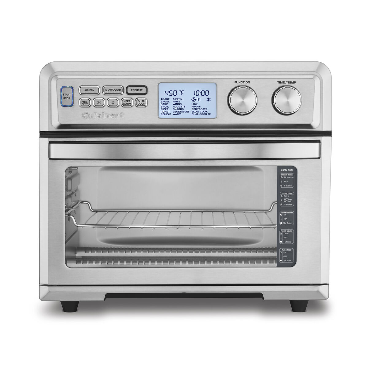 Stainless-finish Cuisinart TOA-95 digital countertop oven with front control panel, glass door and one oven cavity