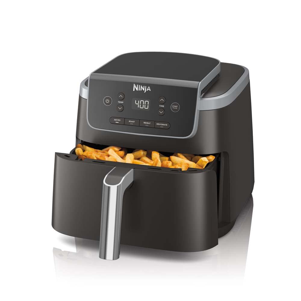 Ninja AF141 Air Fryer Pro with one pull-out basket and digital controls for Air Fry, Roast, Reheat and Dehydrate