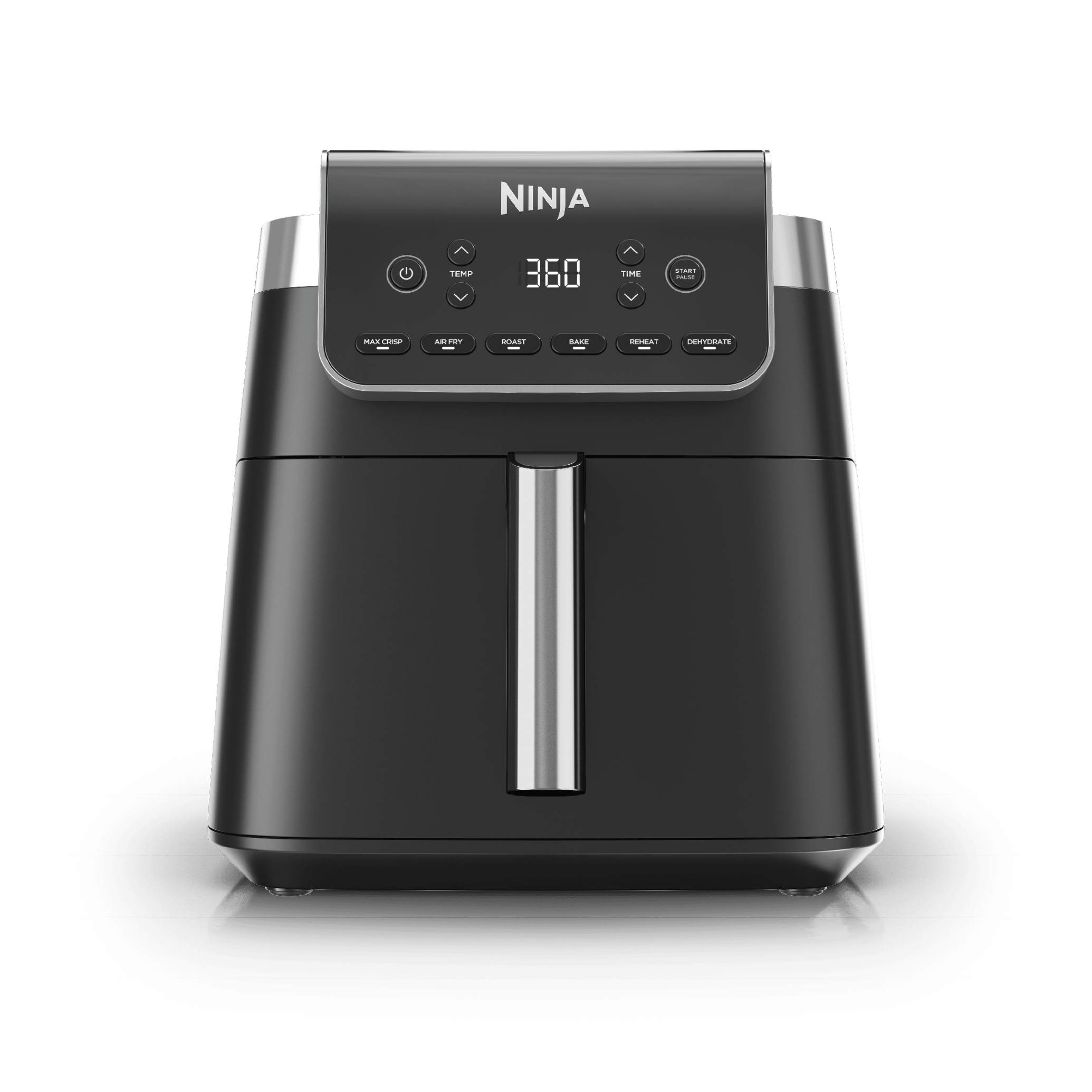 Black Ninja AF181 Pro XL air fryer with a single drawer and six labeled cooking functions