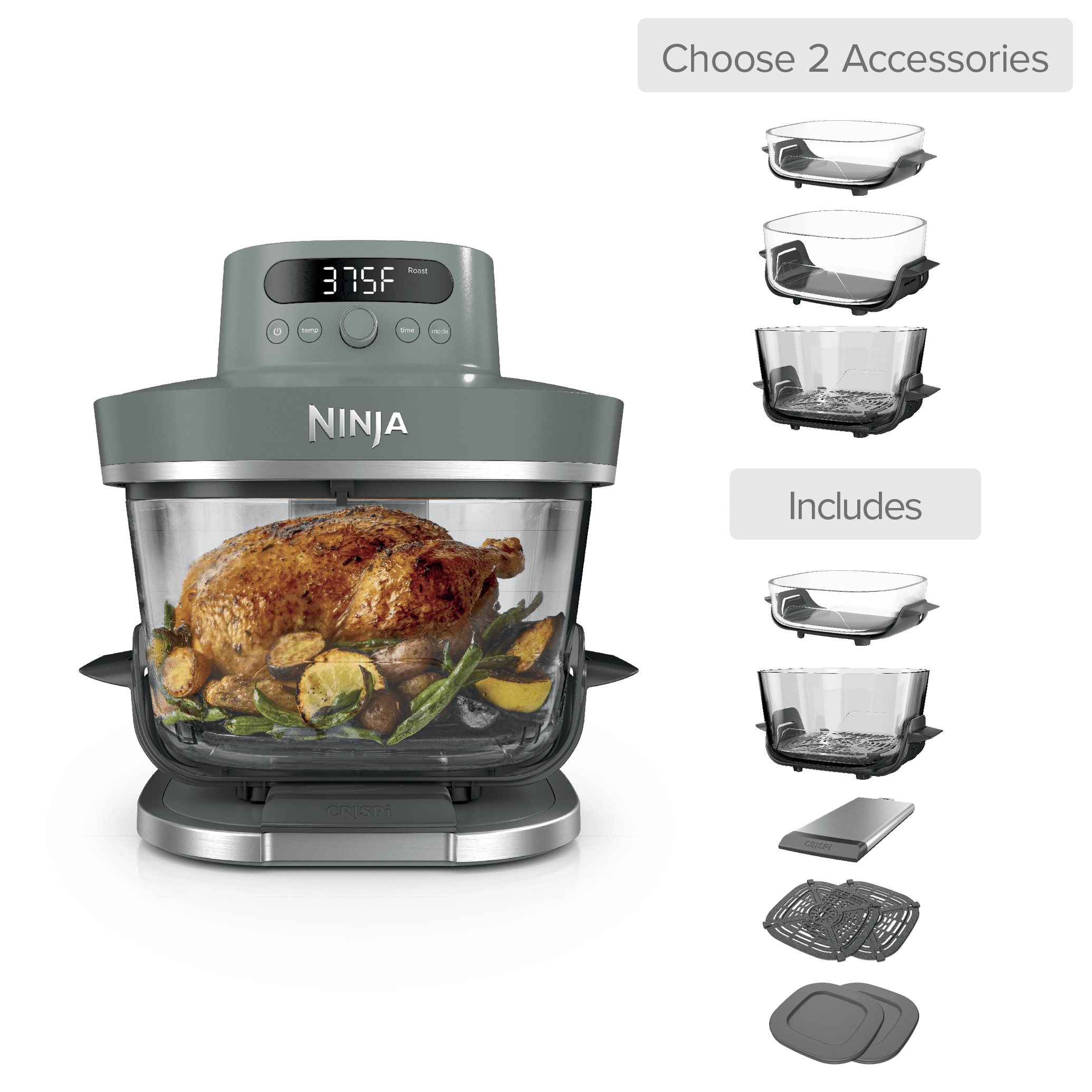Ash Gray Ninja Crispi Pro AS101DGSN build-your-own glass air fryer chooser image