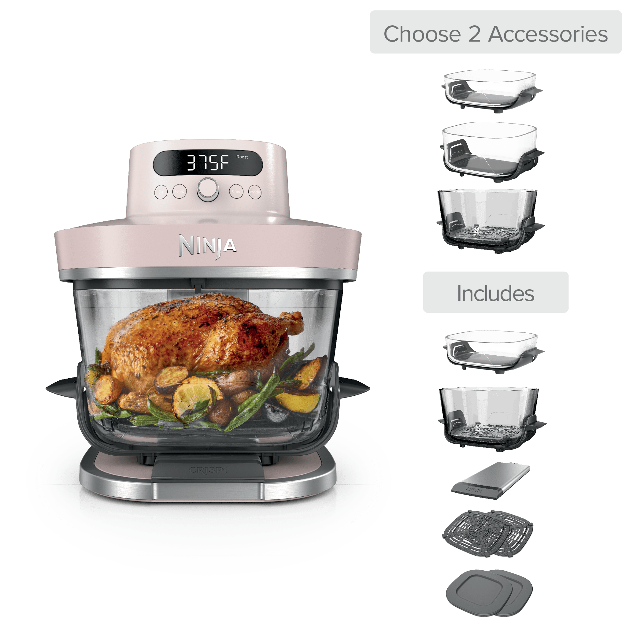 Rose Quartz Ninja Crispi Pro AS101RSSN Build Your Own glass-air-fryer image