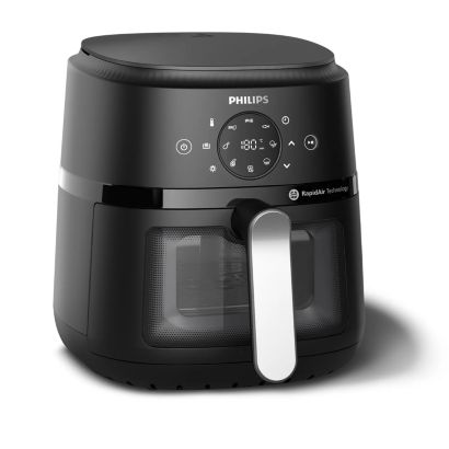 Philips 2000 Series NA221/00R0 air fryer in silver, viewed from the front