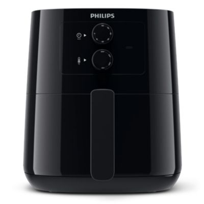 Black Philips HD9200/91 single-basket air fryer with two analogue control dials