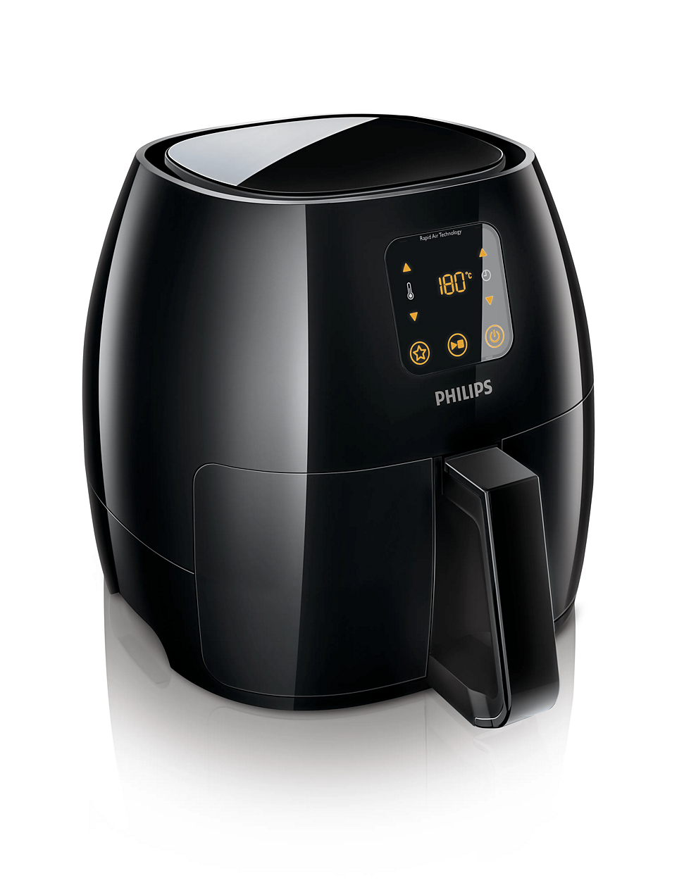Schwarze Philips Avance Airfryer XL HD9240/94 mit digitalem Touchscreen an der Vorderseite und einer Korbschublade