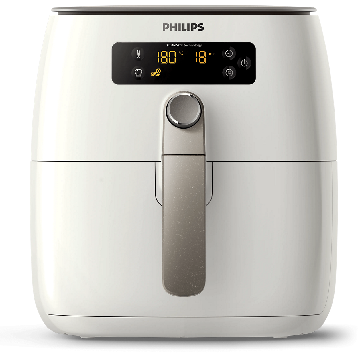 Witte Philips Avance HD9641/66-airfryer met digitaal display, QuickControl-draaiknop en één mand