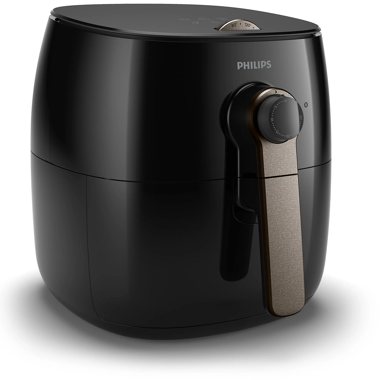 Philips Premium Airfryer HD9721/99 und HD9721/96 in Schwarz, mit einer Schublade und analogen Temperatur- und Timerreglern