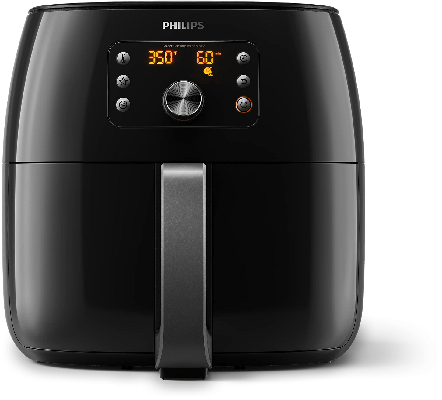 Philips Premium Airfryer XXL HD9867/16, black and black-chrome one-drawer air fryer with digital controls and central dial