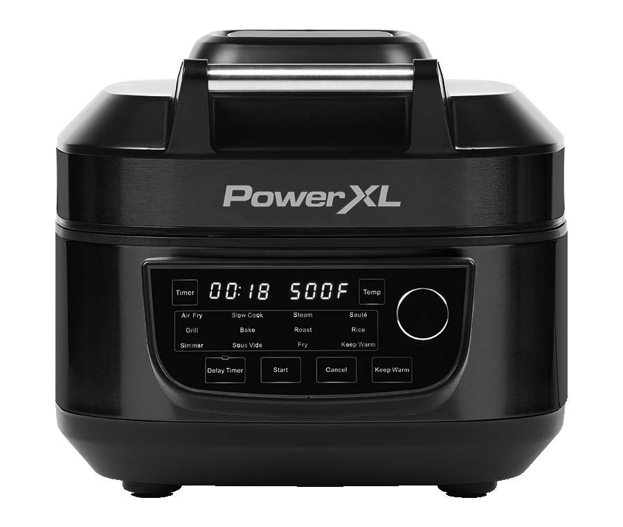 PowerXL MFC-AF-6C 6-quart Grill Air Fryer Combo with dark exterior, shown in its owner manual