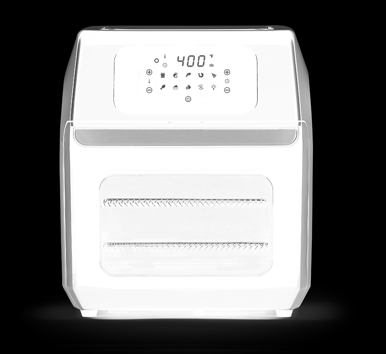 PowerXL Air Fryer Pro X GLA-1002 door-front countertop oven with digital control panel as shown on its model-labelled manual cover