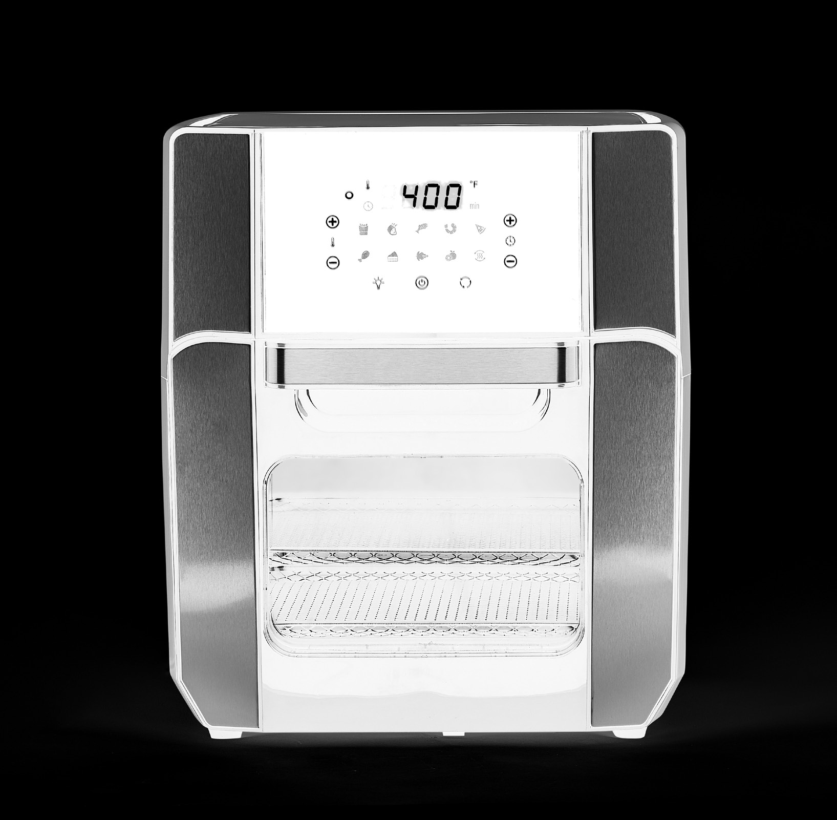 PowerXL Air Fryer Pro GLA-1005 door-front countertop oven with digital control panel as shown on its model-labelled manual cover