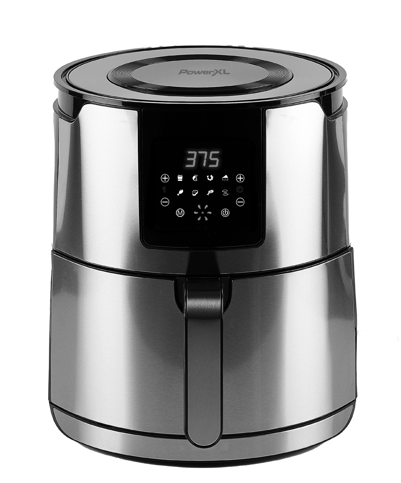 PowerXL Air Fryer Elite GLA-502S shown on the model-labelled owner manual cover