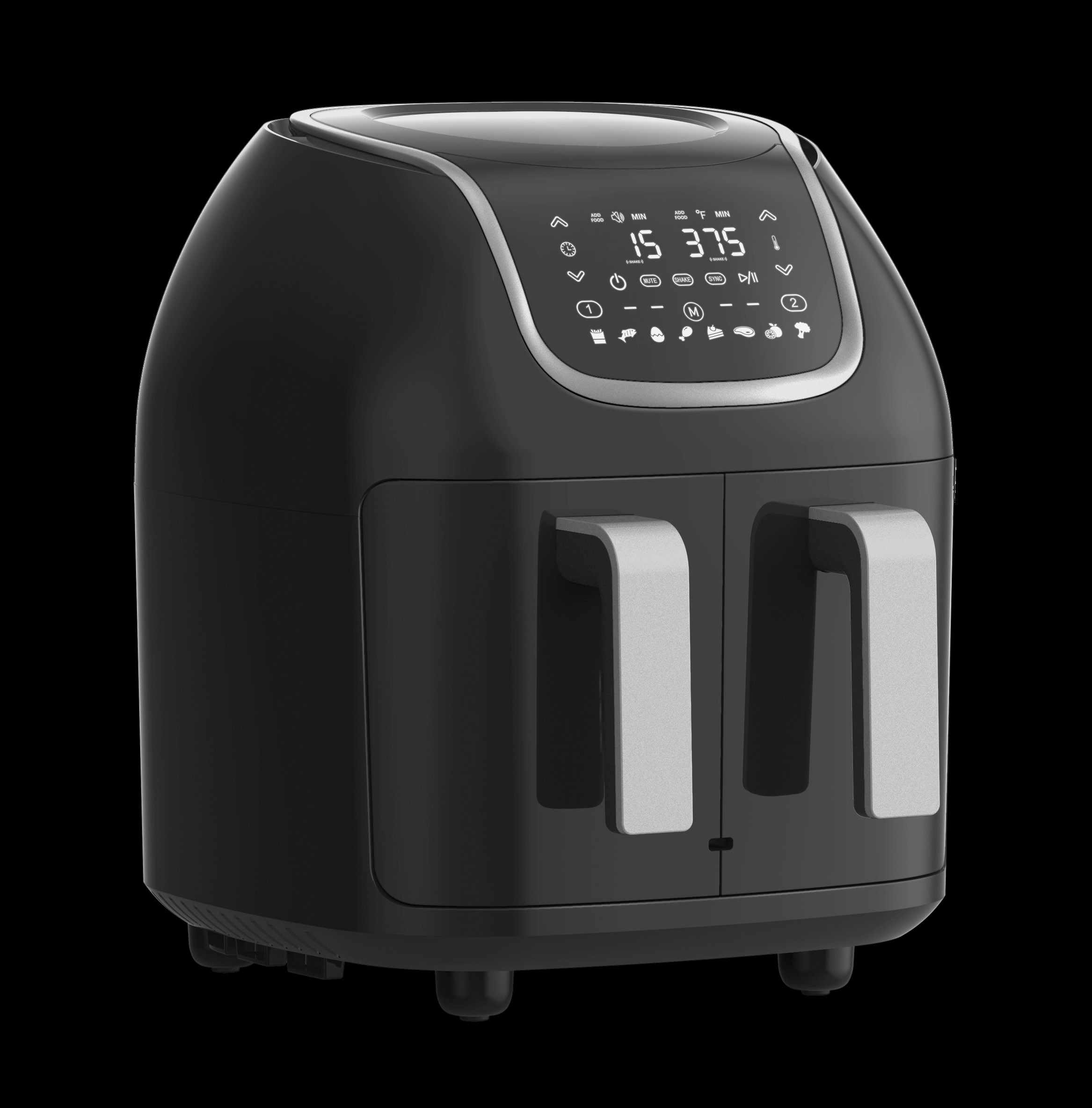 PowerXL DUAF-005 Heißluftfritteuse mit zwei Körben, wie auf dem Umschlag des Handbuchs für das exakte Modell abgebildet