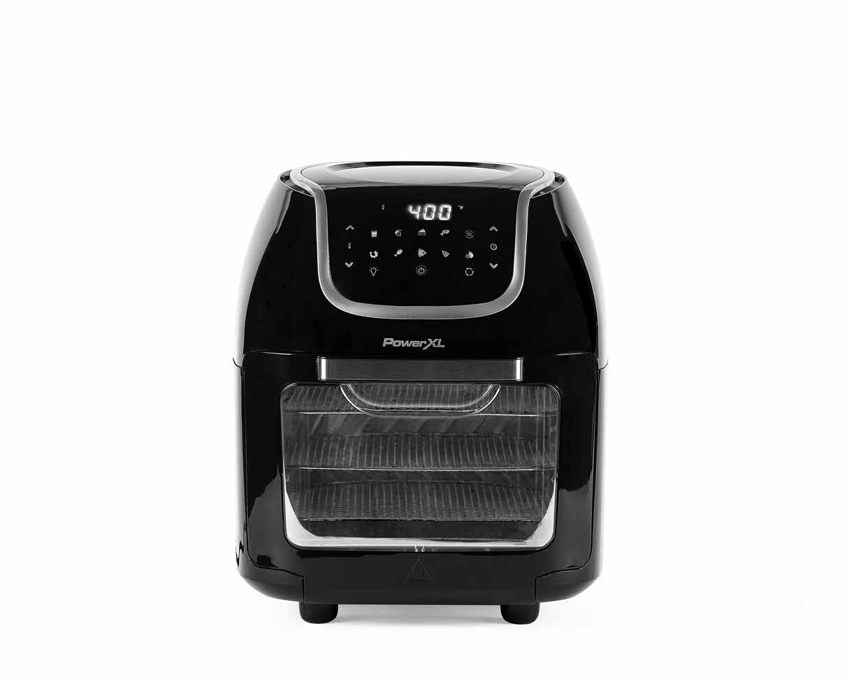 Horno freidora de aire de sobremesa PowerXL PowerXL Vortex Air Fryer Pro CM-005 (10 qt.) con puerta frontal, tal como aparece en la portada del manual del propietario del modelo exacto.